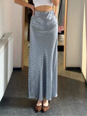 Zara Gray Polka Dot Maxi Skirt